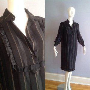 Vintage Black SILK Midi Dress by Mila Schon Italy